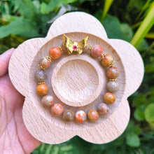 Load image into Gallery viewer, Butterfly in Coral Jade Bracelet