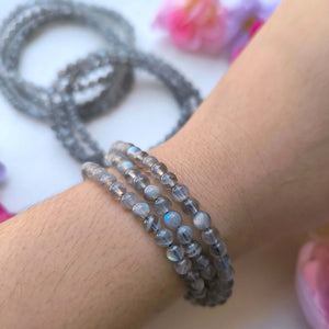 Labradorite Long Wrap Bracelet - 5mm stones