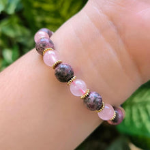 Load image into Gallery viewer, Rose in Rose Quartz and Rhodonite Bracelet