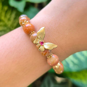 Butterfly in Coral Jade Bracelet