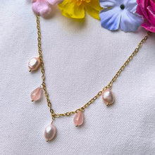 Load image into Gallery viewer, Mayumi Rose Quartz and Pearl Necklace