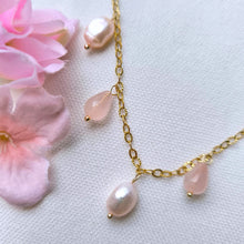 Load image into Gallery viewer, Mayumi Rose Quartz and Pearl Necklace