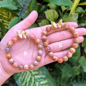 Butterfly in Coral Jade Bracelet